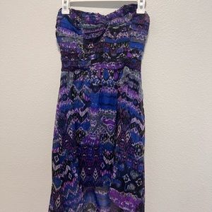Strapless XXI Purple Mauve Blue Hi-Low Dress Size Small